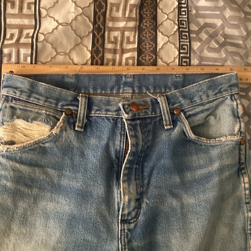 Wrangler Super Distressed Vintage Blokecore Denim Jeans 31/32 - Picture 10 of 15